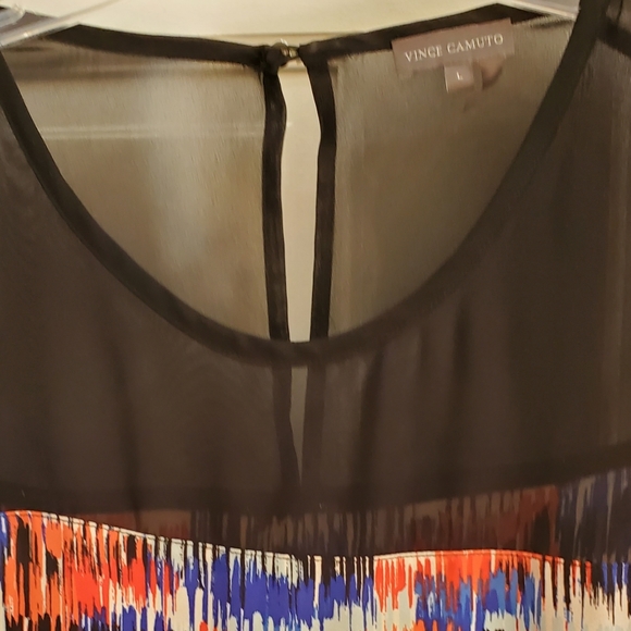 VINCE CAMUTO | Large Black Sheer Sleeveless Top - Picture 3 of 8